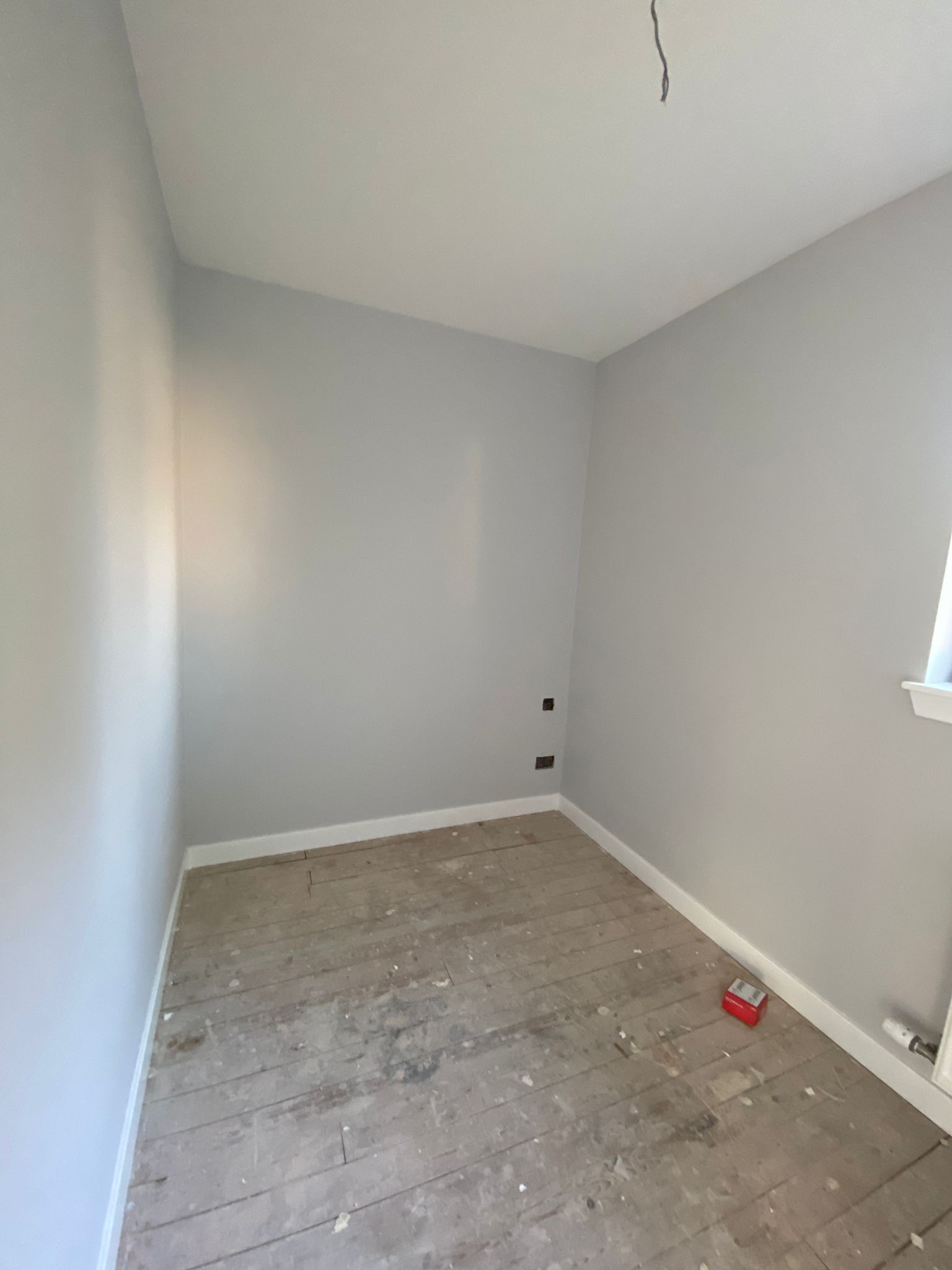 A room that is in the process of being renovated or redecorated